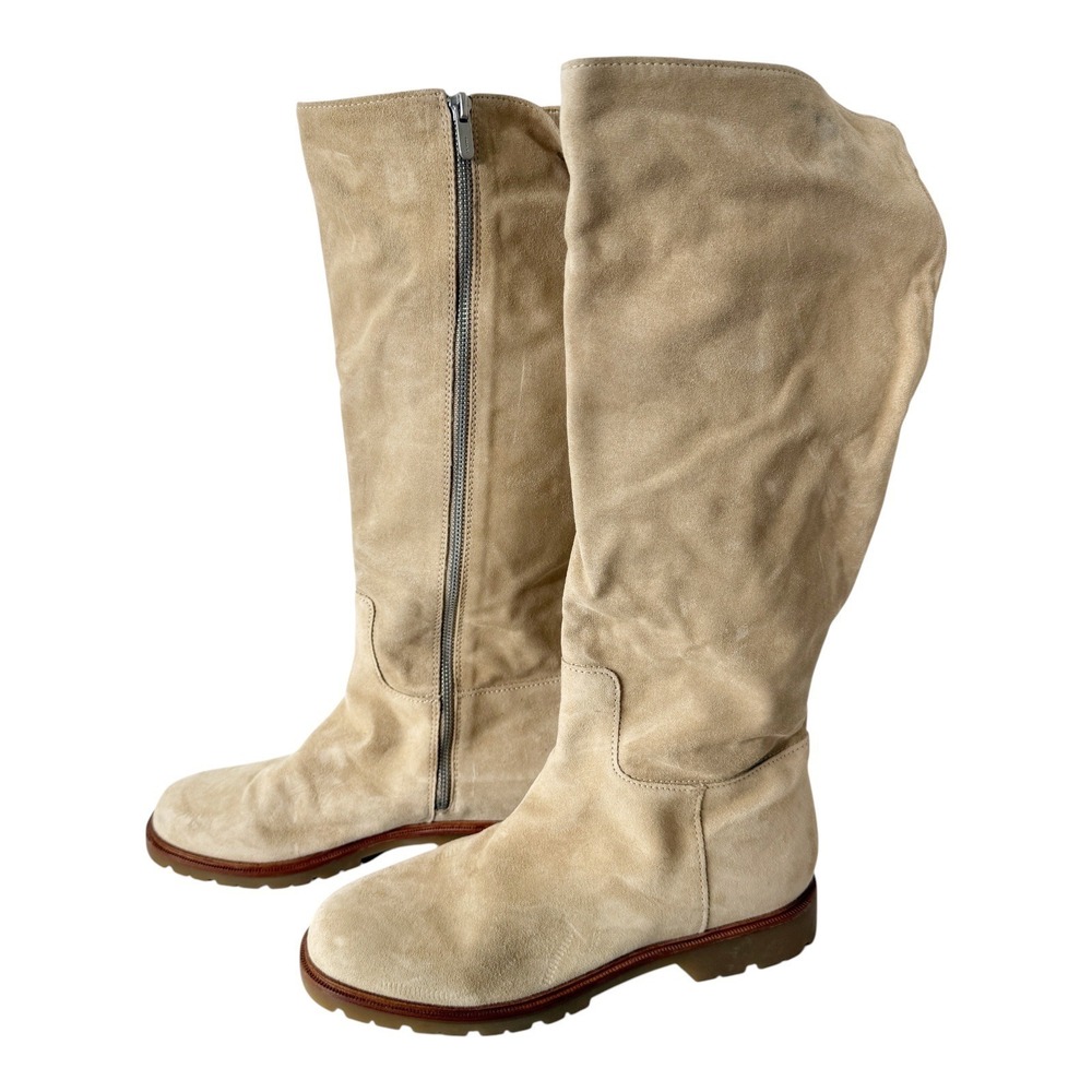 Vince Sibelle Womens Suede Light Dune Equestrian Knee High Riding Boot Size 9